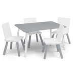 Delta Children Kids Table And Chair Set (4 Chairs Included) - Ideal For Arts & Crafts, Snack Time, Homeschooling, Homework & More, Grey/White