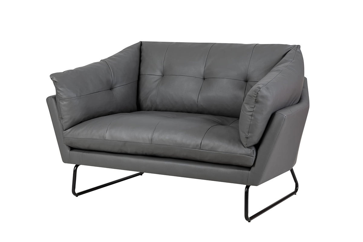 Lilola Home Karla Gray PU Leather Contemporary Loveseat