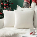 Miulee Pack Of 2 Velvet Pillow Covers Decorative Square Pillowcase Soft Solid Pure White Christmas Cushion Case For Spring Couch