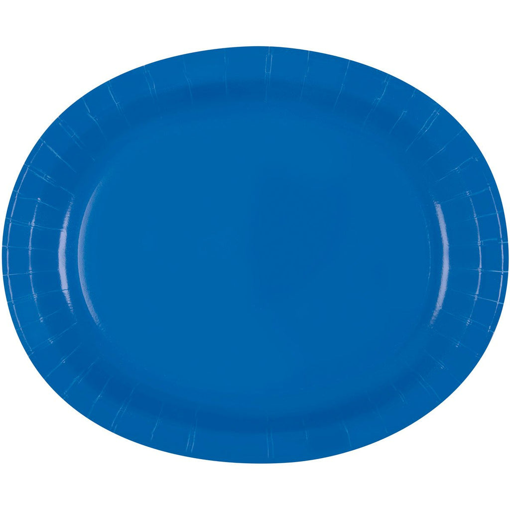 Royal Blue Solid Oval Plates - (Pack of 8) - Uniquely Elegant & Durable Tableware - Perfect for Holidays, Events, and Celebratio