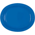 Royal Blue Solid Oval Plates - (Pack of 8) - Uniquely Elegant & Durable Tableware - Perfect for Holidays, Events, and Celebratio