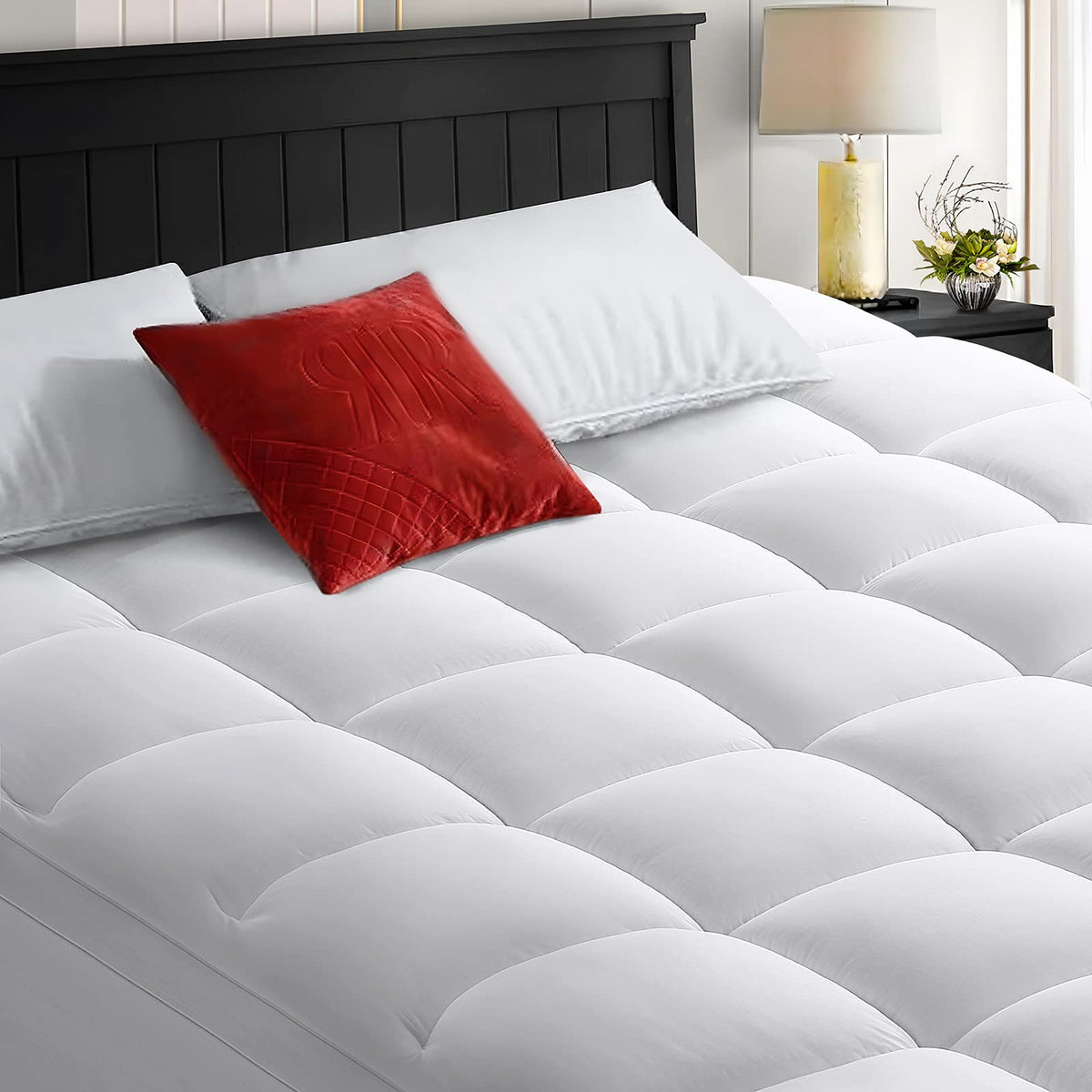 Cohome California King Mattress Topper Extra Thick Cooling Mattress Pad 400Tc Cotton Top Plush Down Alternative Fill Pillow Top