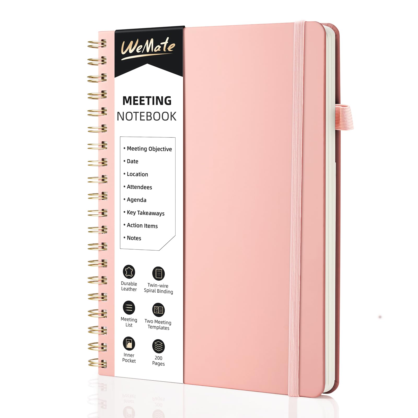 Wemate Simplified Meeting Notebook For Work With Action Items 200 Pages, Office Supplies For Note Taking, Keep Agenda Organized,