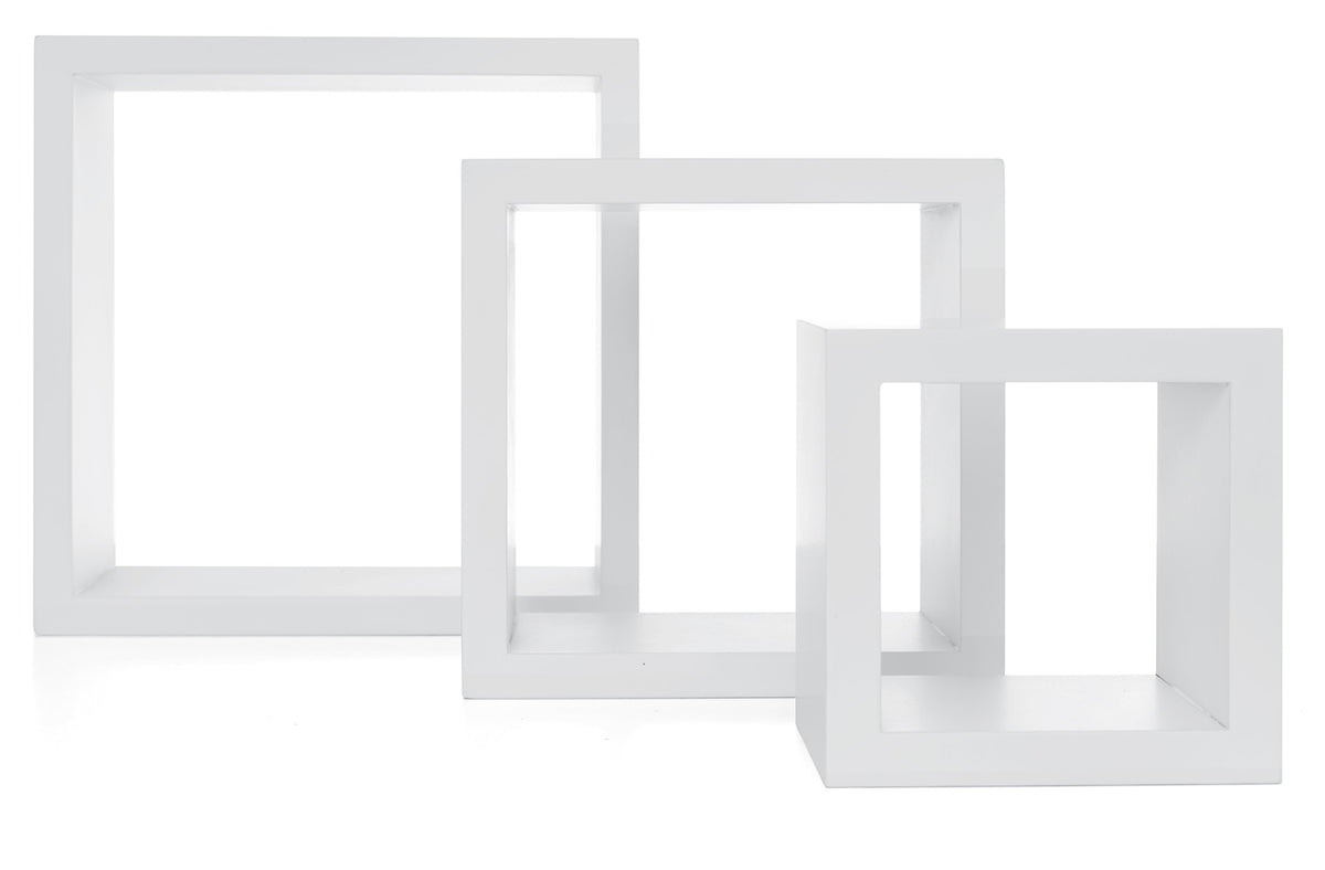 Kiera Grace Cubbi Floating Modern Wall Mounted Shelves for Bedroom, Bathroom, Kitchen, 3Pack, 5''+7''+9'', White