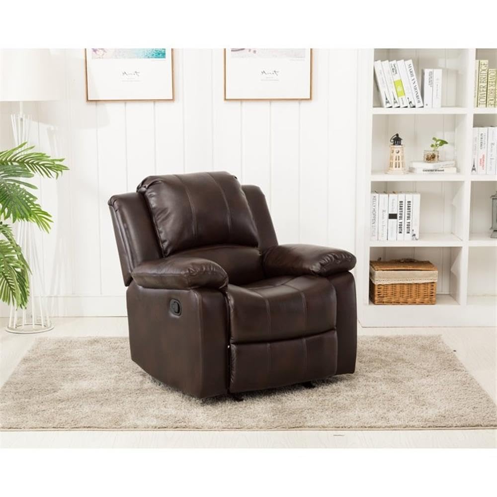 Comfort Pointe Clifton Burnished Brown Faux Leather Glider Rocker Recliner