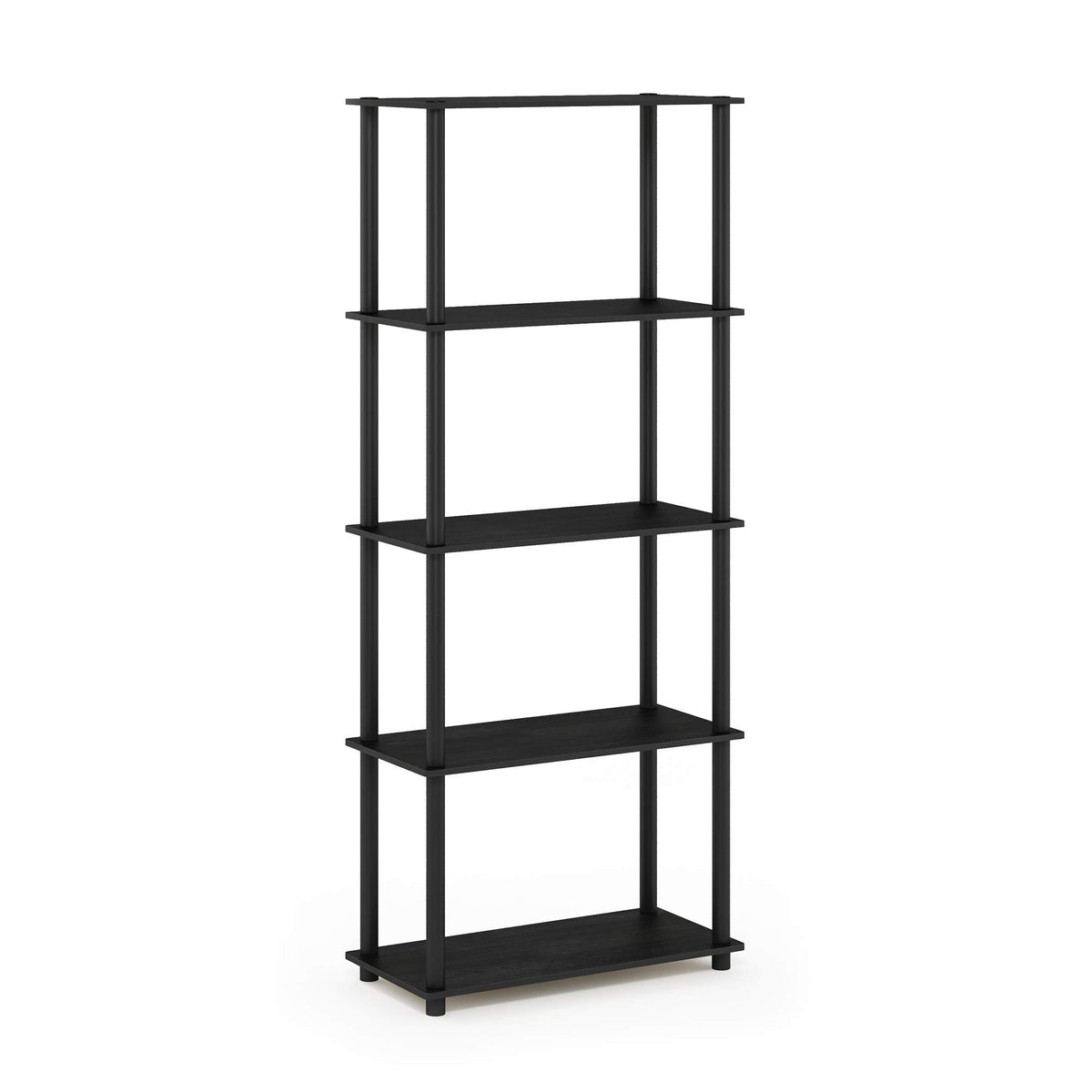 Furinno Turn-N-Tube 5-Tier Multipurpose Shelf / Display Rack / Storage Shelf / Bookshelf, Round Tubes, Americano/Black