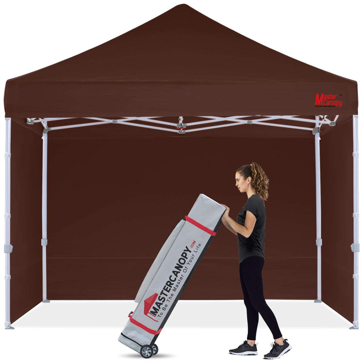 Mastercanopy Heavy Duty Pop-Up Canopy Tent With Sidewalls (10X10,Brown)
