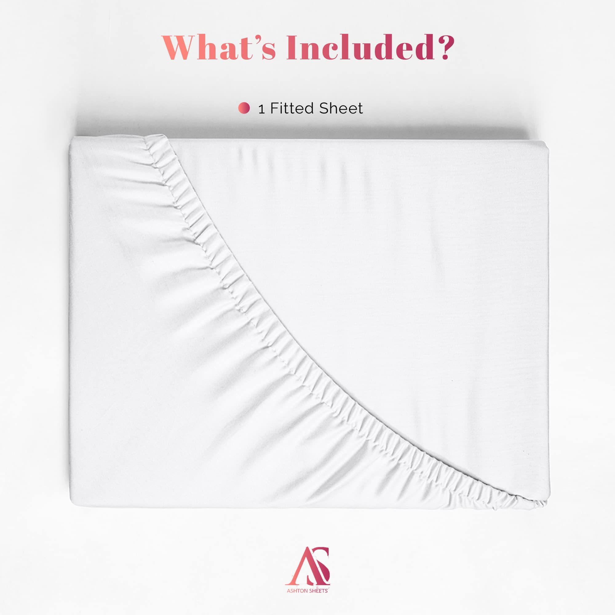 Ashton Sheets Luxury Egyptian Cotton Queen Fitted Sheet Only - 1000-Thread-Count 16'' Deep Pocket Queen Fitted Sheet, Soft, Cool