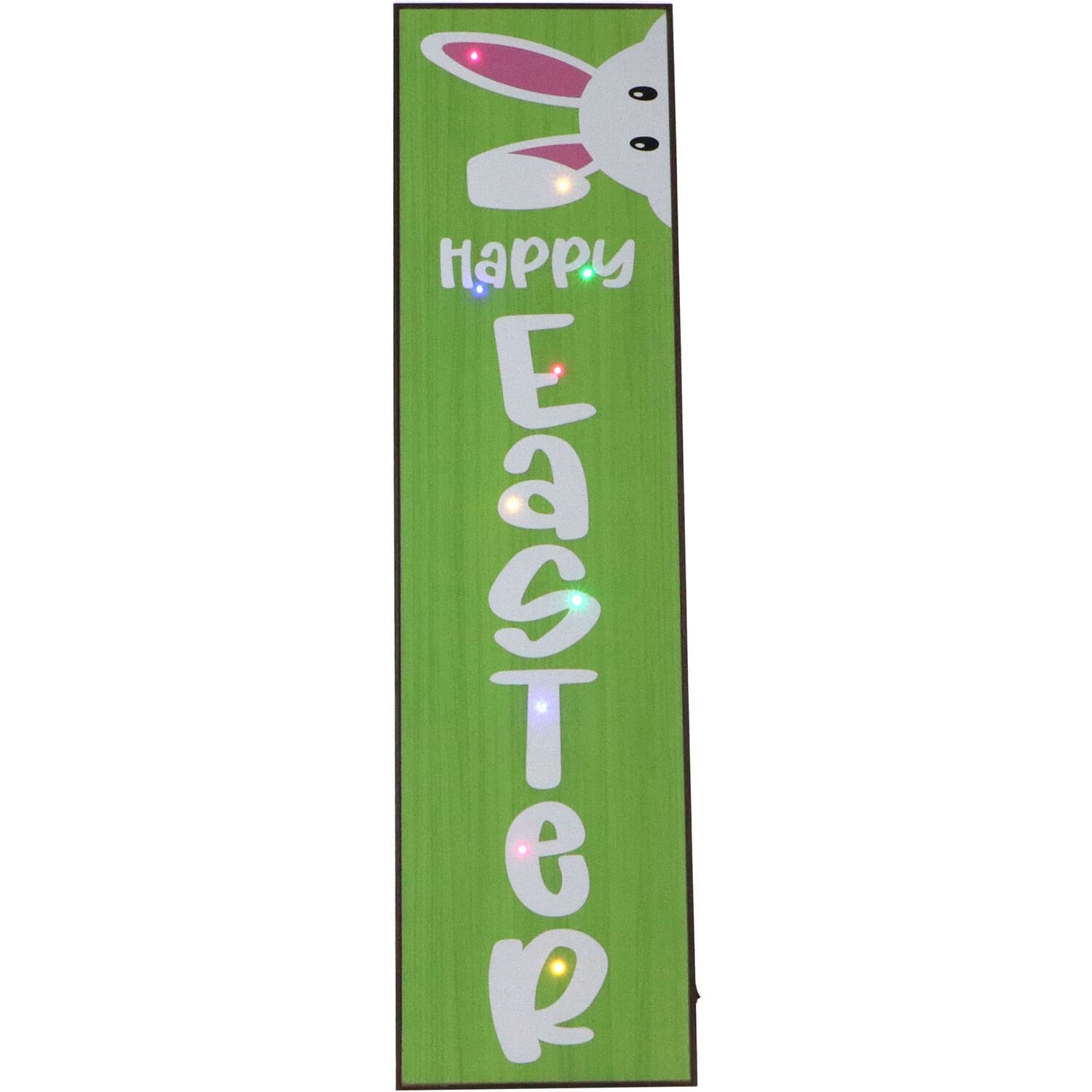 Fraser Hill Farm 45" Happy Easter Porch Leaner Sign With Bunny And 10 Battery-Operated Led Lights, Easter Decorations For The Home, Indoor & Outdoor Festive Spring Decor