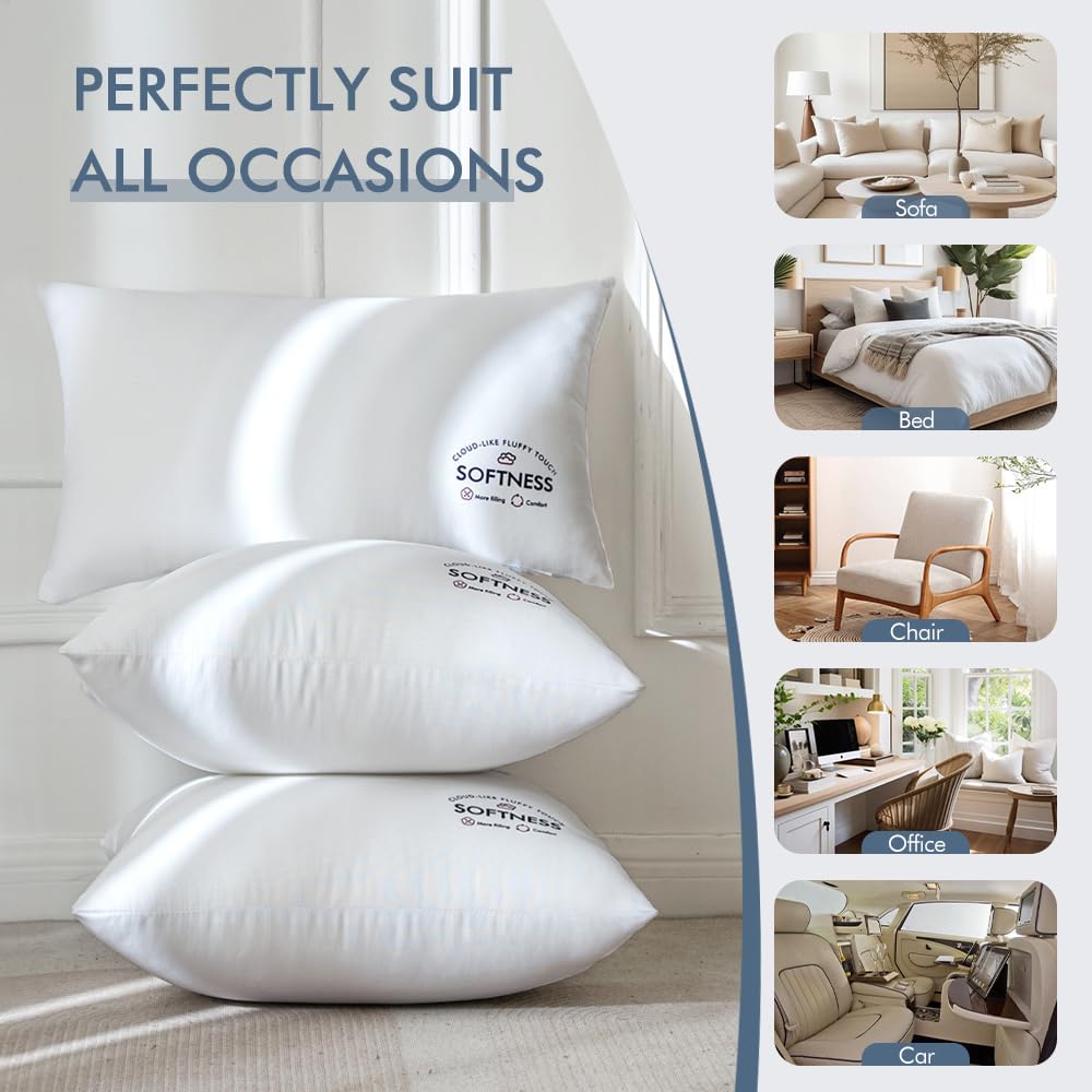 Miulee 18X18 Throw Pillow Inserts (Set Of 2), Square Premium Soft Decorative Pillow Inserts For Sofa Bed Living Room