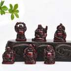 Brabud 1' Red Resin Laughing Buddha Maitreya Figurines Collection Gift Home Office Desk Decor Flower Pot Statue Decoration Set
