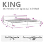 vidaXL Faux Leather Bed Frame Platform Bed, Scandinavian Style/Slats Support/No Box Spring Needed/Without Mattress/Easy Assembly, White King Bed