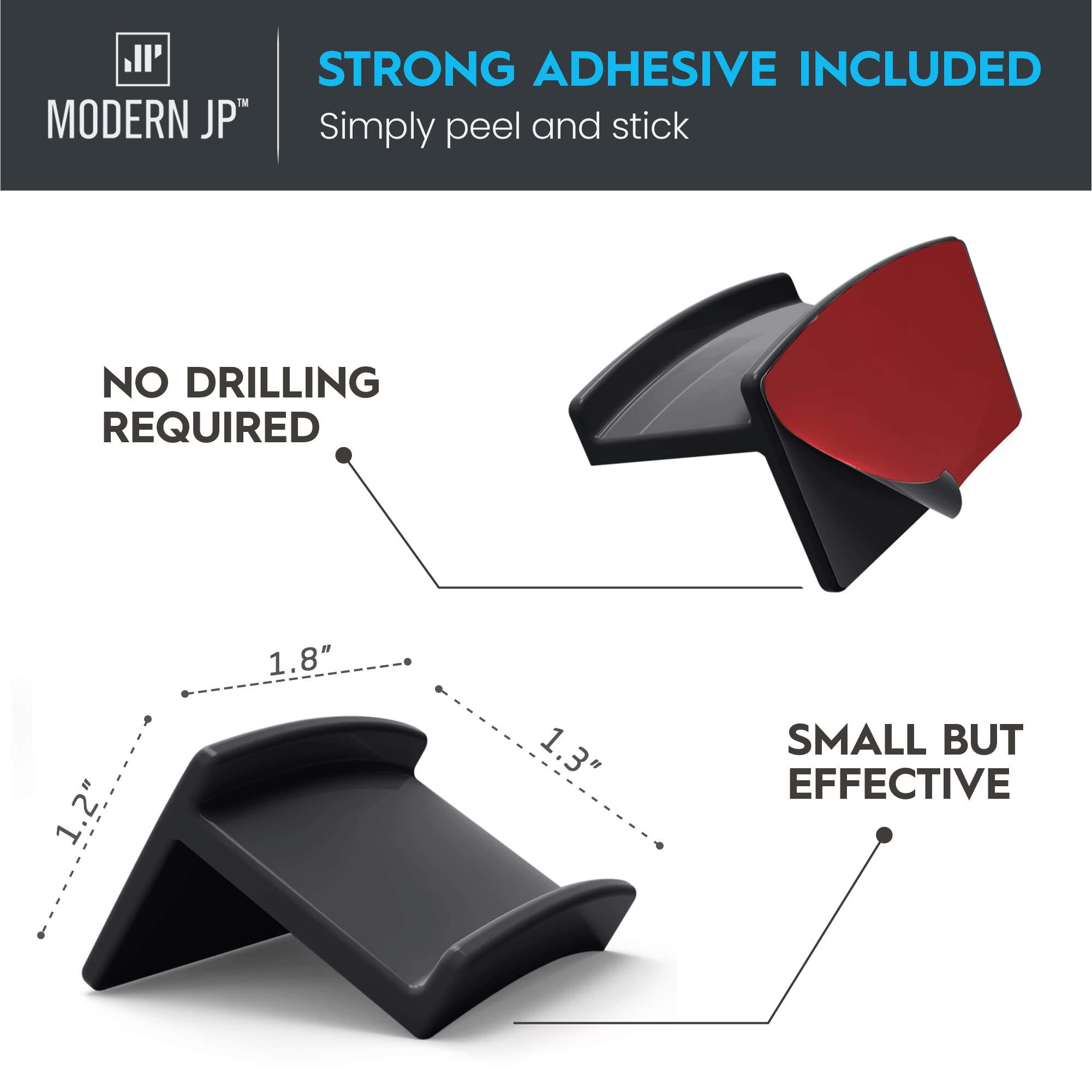 Modern Jp Adhesive Hat Hooks For Wall (8-Pack) - Minimalist Hat Rack Design, No Drilling, Strong Hold Hat Hangers - Usa Patented