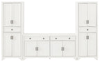 Crosley Furniture Tara 3-Piece Modern Farmhouse Sideboard Buffet Cabinet and Kitchen Storage Pantry Set, Distressed White