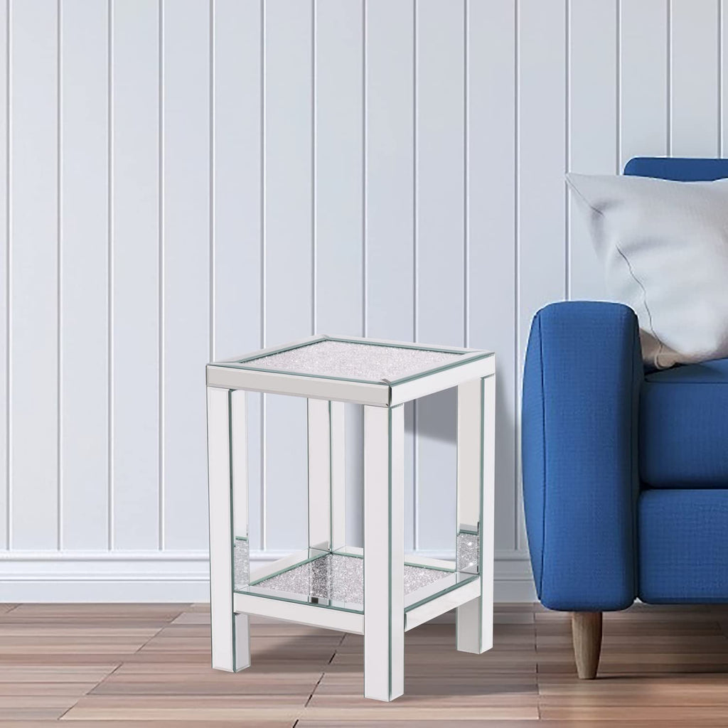 Better Home Products Mirrored Nightstand, Mirrored Bedside Table End Table Nightstand