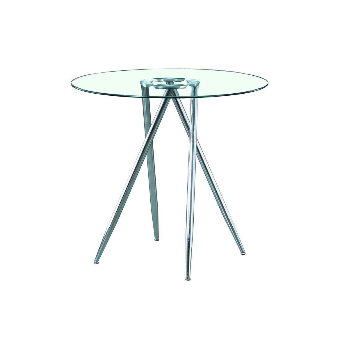 HomeRoots Chrome Metal Legs Bar Table with Round Tempered Glass Top