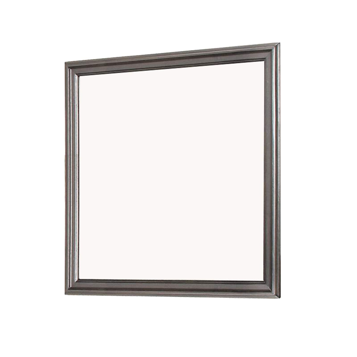 Benjara Wooden Frame Mirror With Mounting Hardware, Gray And Silver