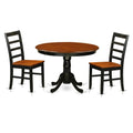 East West Furniture HLPF3-BCH-W 3 Piece Dining Table Set for Small Spaces Contains a Round Dining Room Table with Pedestal and 2 Wood Seat Chairs, 42x42 Inch, Black & Cherry