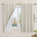 LAMIT 100% Blackout Linen Curtains for Bedroom, 45 Inches Linen Textured Thermal Window Drapes Back Tab and Rod Pocket Panels wi