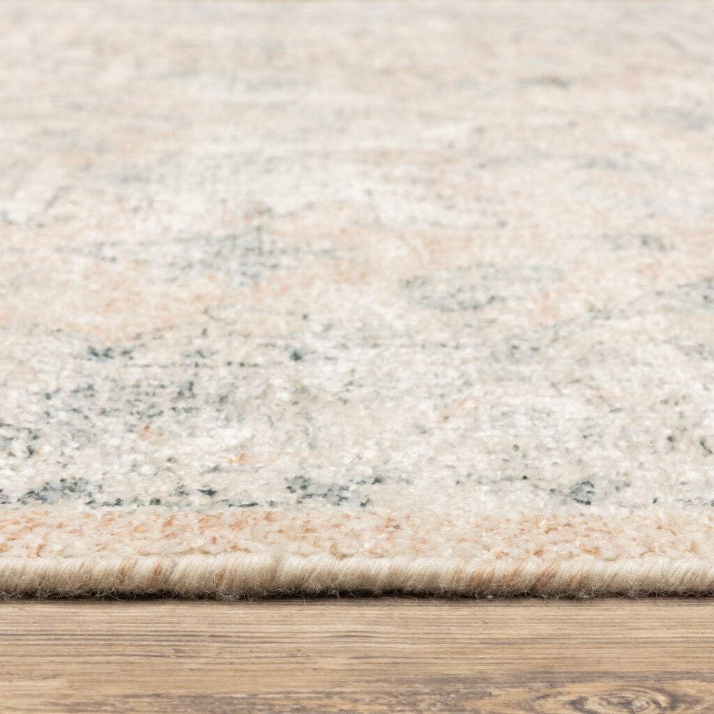 HomeRoots 509452 8 x 10 ft. Beige & Gray Oriental Hand Loomed Stain Resistant Rectangle Area Rug with Fringe