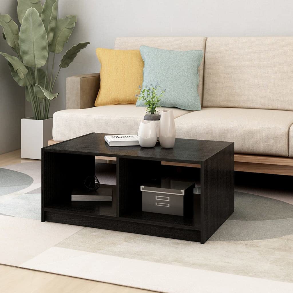 vidaXL Coffee Table Black 29.5"x19.7"x13.2" Solid Pinewood