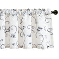 Vogol Linen Textured Valances For Kitchen Window, Grey Leaves Pattern Short Drape For Living Room, 1 Panel Rod Pocket Light Filt