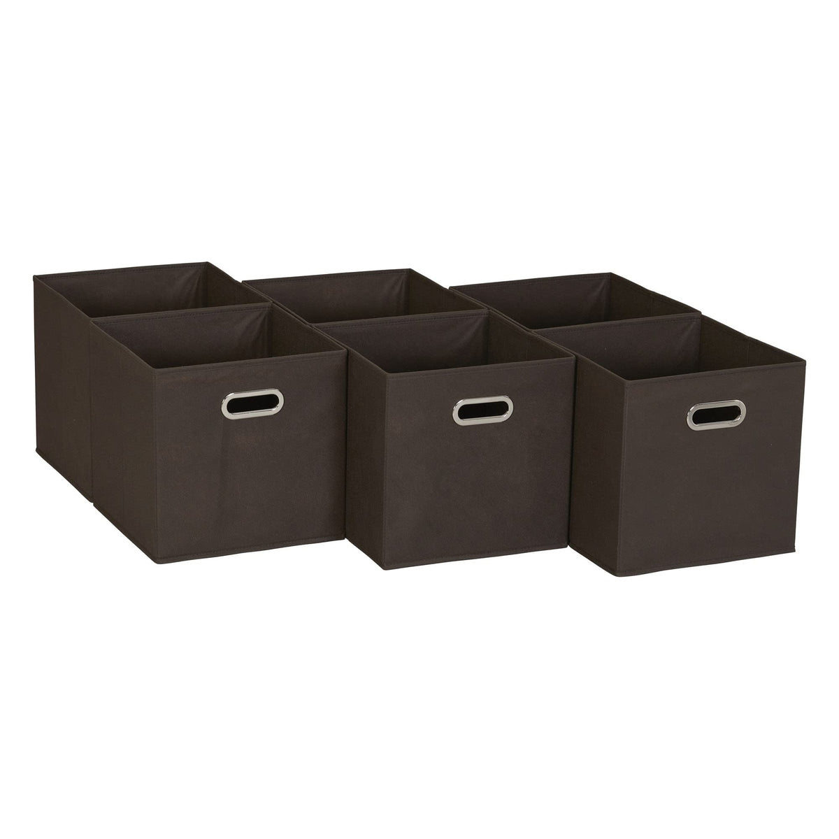 Household Essentials Fabric Storage Bins in Strong PolyWoven Fabric with Sturdy Chipboard Sides, and Grommet Front Handle, Brow