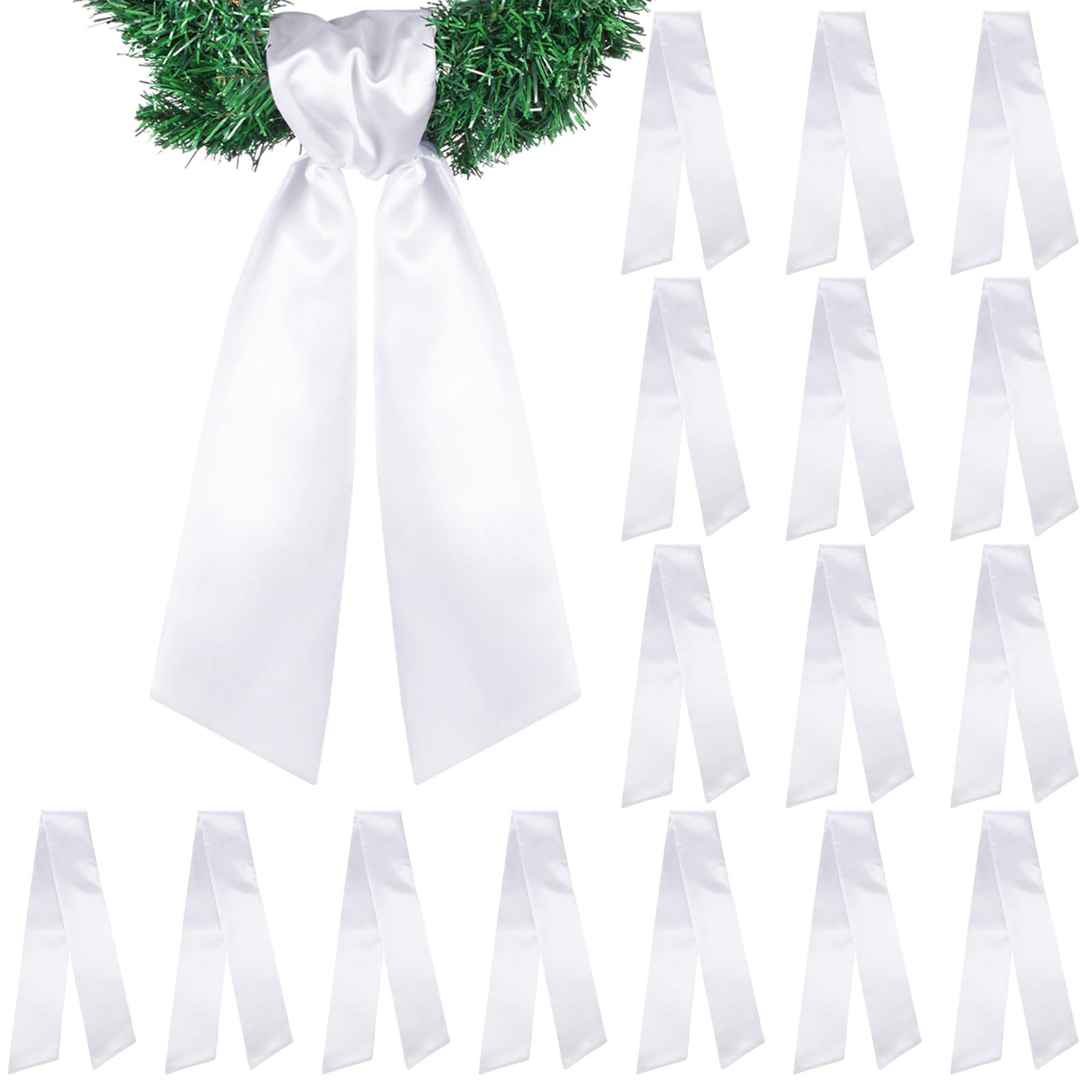 VitalCozy 16 Pcs Wreath Sash for Front Door Blank Wreath Sash Accessories Embroidery Plain Blanks for Embroidery Monogram Party 
