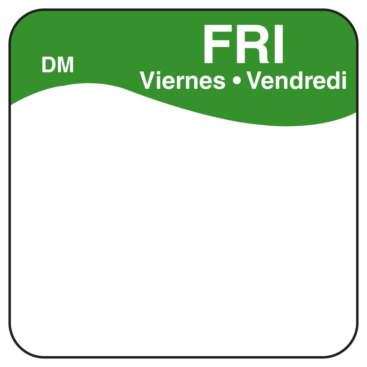 Daymark Day Of The Week 1' X 1' Dissolvable Label, Fri (Roll Of 500)