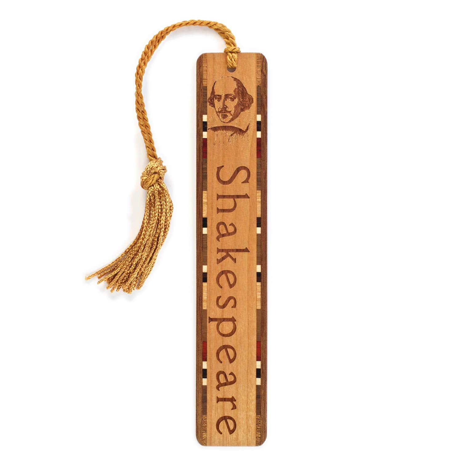 Wooden Bookmark Engraved William Shakespeare Poet Playwright Portrait - Also Available With Personalization - Made In Usa