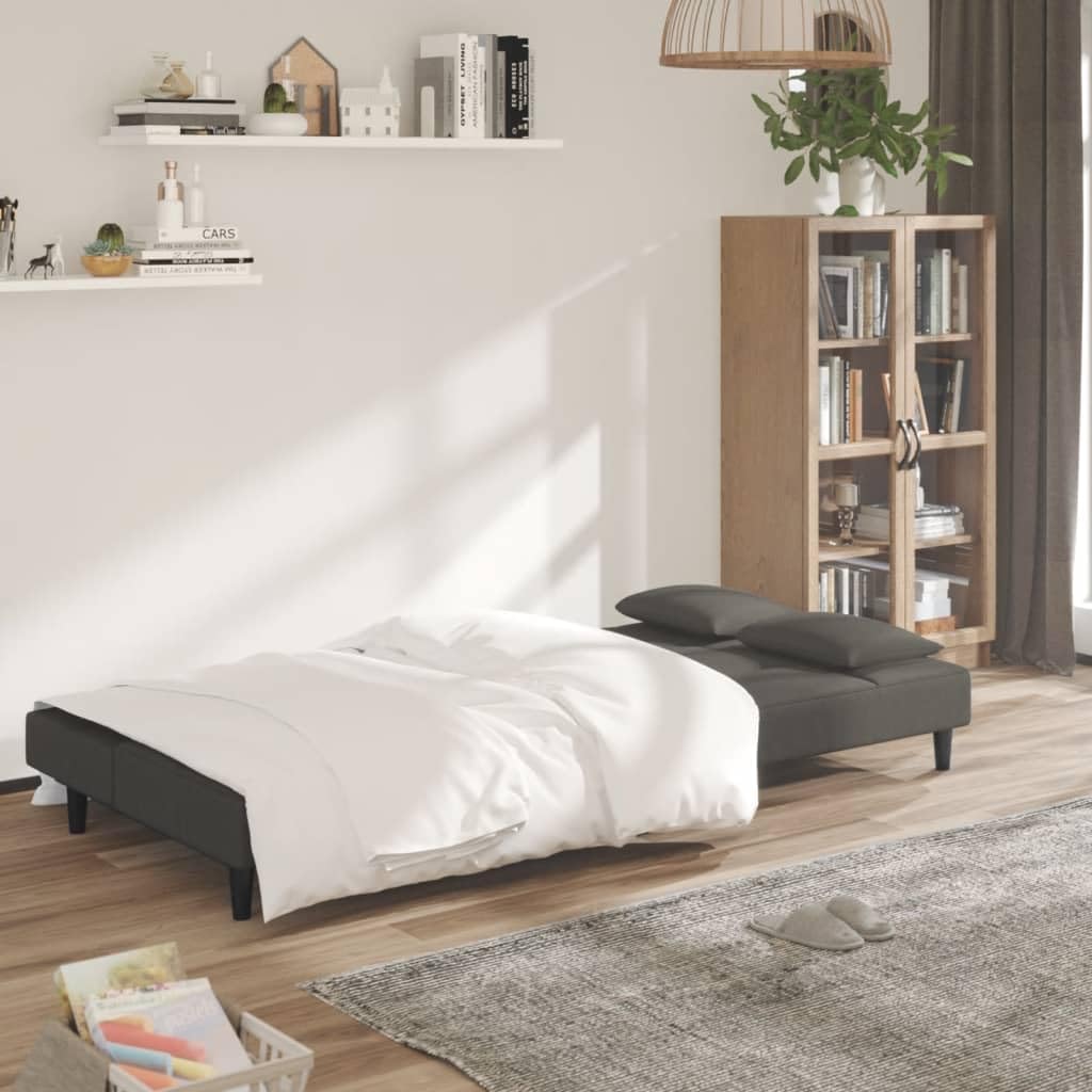 vidaXL Dark Gray Velvet Loveseat - 2-Seater Convertible Sofa Bed with Pillows | Comfortable Twin Sleeper for Living Room, Small Spaces