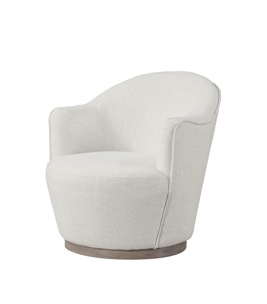 Neos Modern Upholstered Fabric Club Chair with Swivel (Off White)