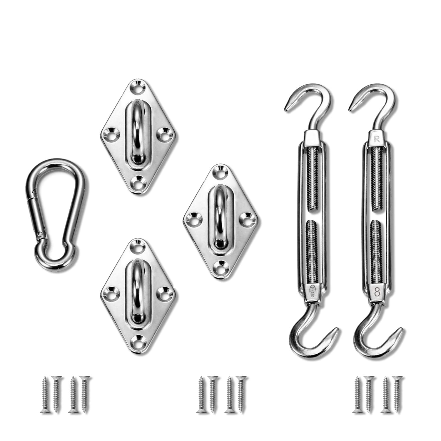 Tang Sunshades Depot Sun Shade Sail Hardware Kit Set 8 Inches Super Heavy Duty Marine Grade For Triangle Shade Sail