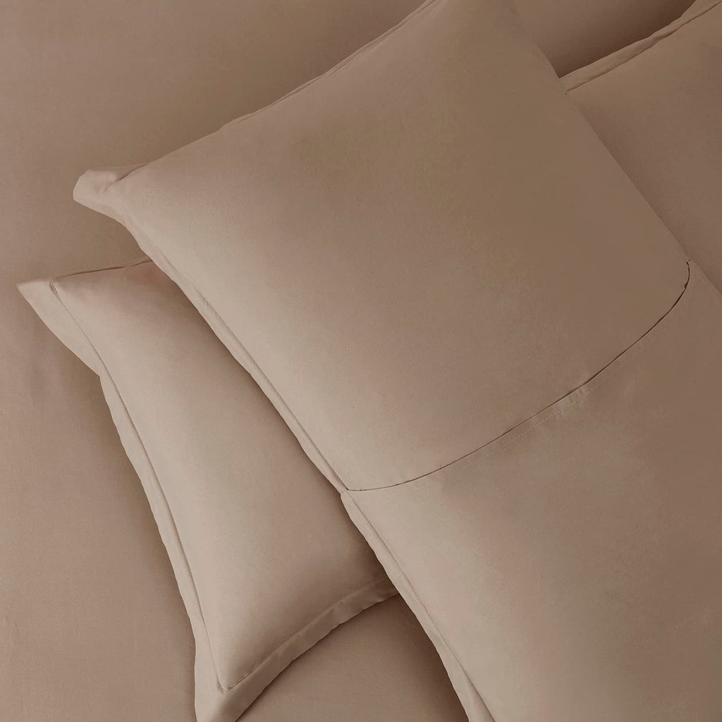 Nestl Khaki Duvet Cover King Size - Soft Double Brushed King Duvet Cover Set, 3 Piece, With Button Closure, 1 Duvet Cover 104X90