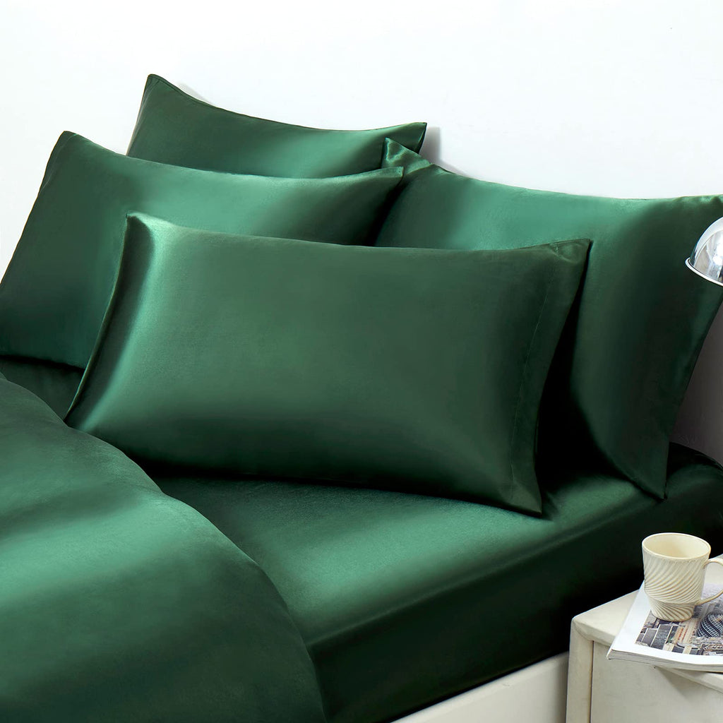 Ersmak Satin Pillowcase Queen Set of 4, Ultra Soft & Silky Satin Pillow Cases for Hair and Skin, Wrinkle Fade Resistant Pillow C