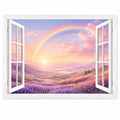 DreamKraft Pastel Rainbow Valley Window Illusion Wall Sticker 24x18 Inch