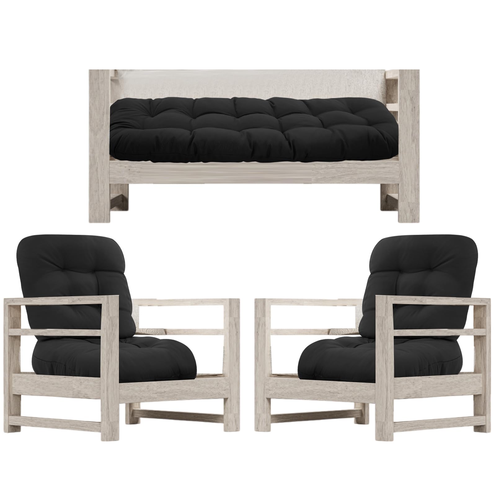 Wenqik 5 Piece Outdoor Loveseat Cushions Set With 1 Loveseat 44 X 19 Inch And 4 U-Shaped Cushions Waterproof Chair Seat Cushions