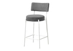Monarch Specialties I 2247 Barstool, Counter Height, Set of 2, Kitchen, Grey Fabric, White Metal, Contemporary, Modern
