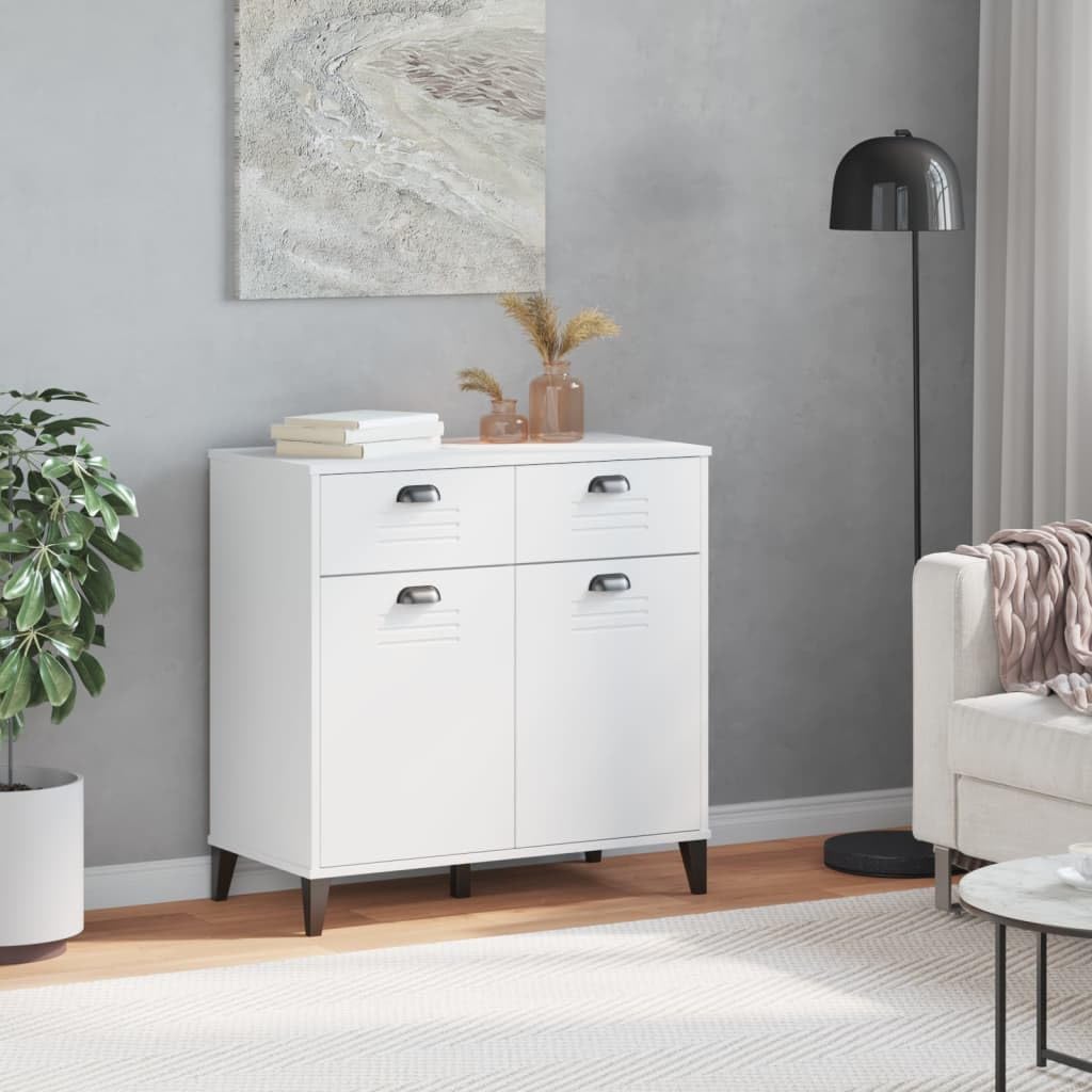 vidaXL Sideboard Storage Buffet - Industrial Style, White Engineered Wood with Drawers & Doors, Living Room/Dining Room/Bedroom Cabinet