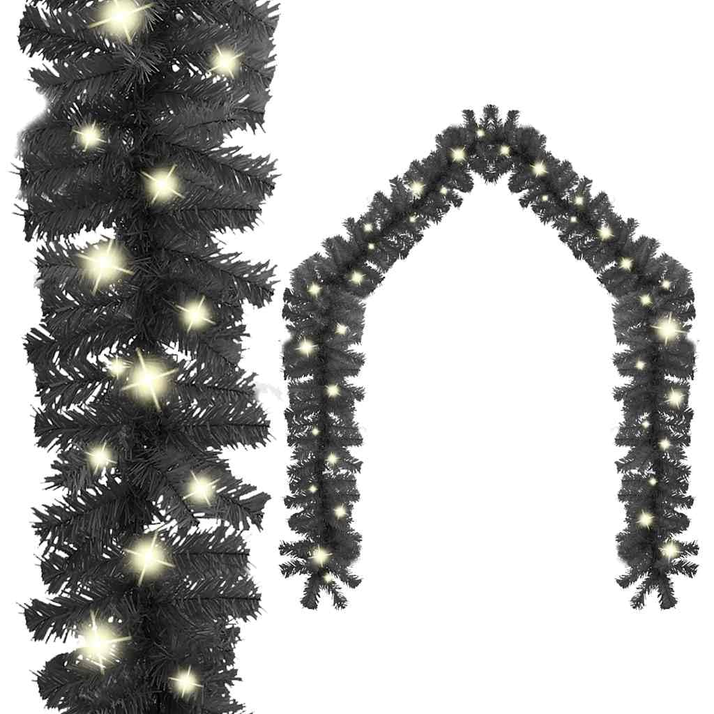 vidaXL Christmas Garland with LED Lights, 65.6ft Realistic Black PVC, Christmas Decoration with USB Connection, Versatile & Energy-Efficient Holiday Decor