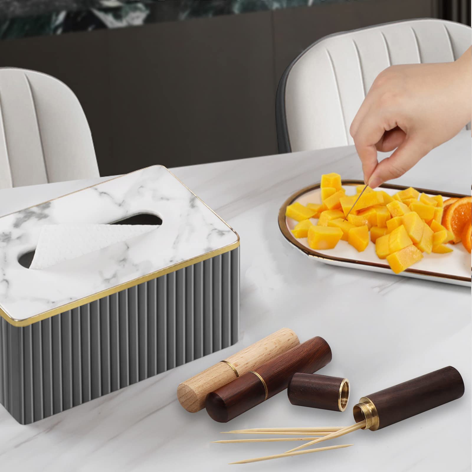 Aten 3 Pack Portable Wood Toothpick Holder | Mini Toothpick Box Pocket | Needle Box Pocket Case(Ebony/ Rosewood/ Beech)