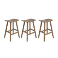 Costaelm All-Weather Bar Stools Set Of 3, 29' Height Outdoor Bar Stools, Adirondack Poly Patio Bar Stool For Patio, Deck, Kitchen Counter And Garden, Weathered Wood