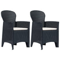 vidaXL Anthracite Plastic Patio Chairs with Cushion, Durable and Weather-Resistant, Lightweight, Rattan Look, 2 pcs Set for Garden, Terrace or Patio