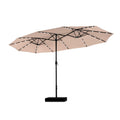 Phi Villa 15Ft Large Patio Umbrella With Base & Solar Lights, Double-Sided Outdoor Rectangle Umbrellas With 36 Led Lights, Umbre