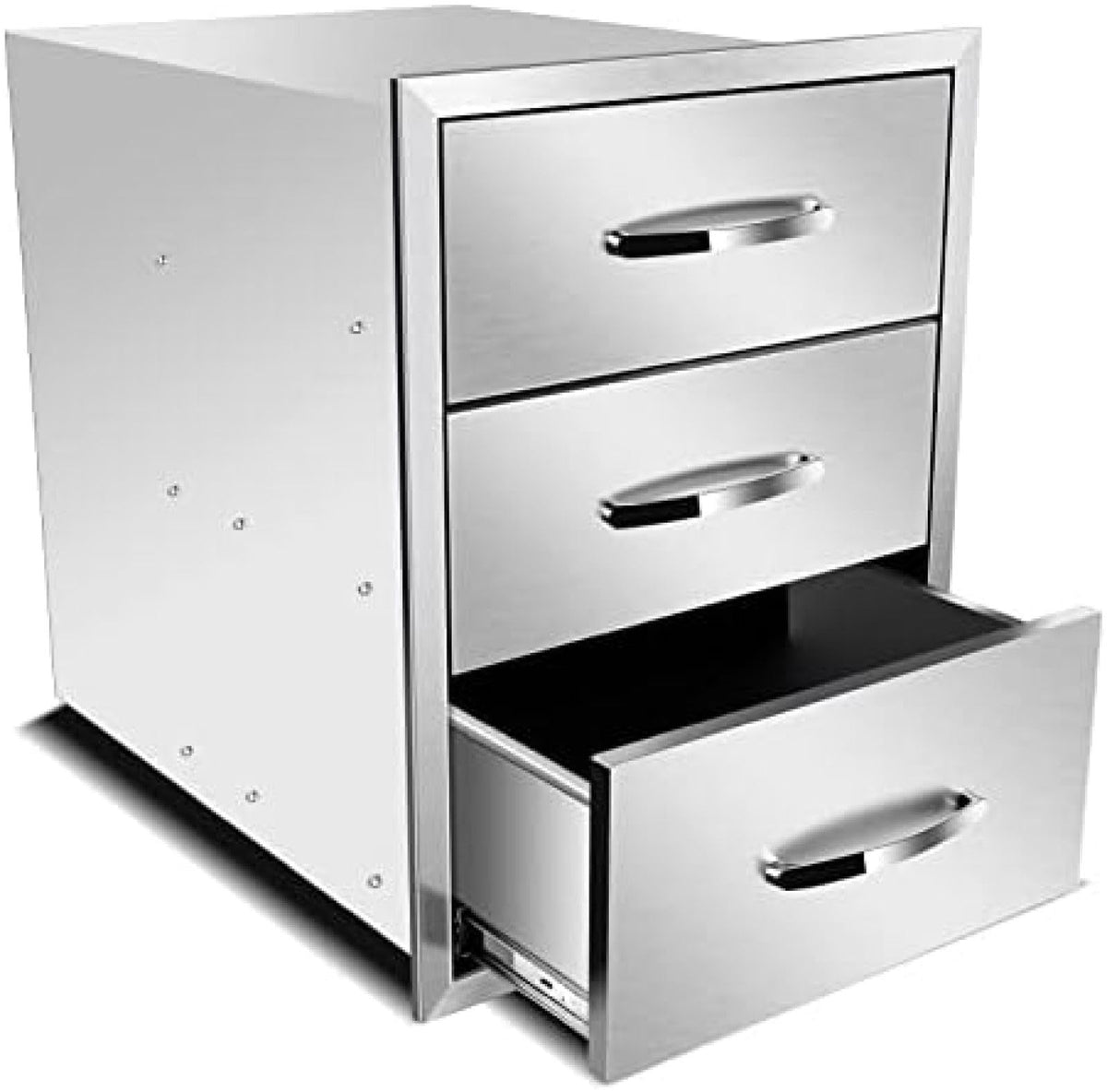 Stainless Steel Outdoor Kitchen Drawers - 3-Drawer Bbq Drawer, Built-In, Flush Mount For Outdoor Kitchens & Bbq Islands, 18Wx23D