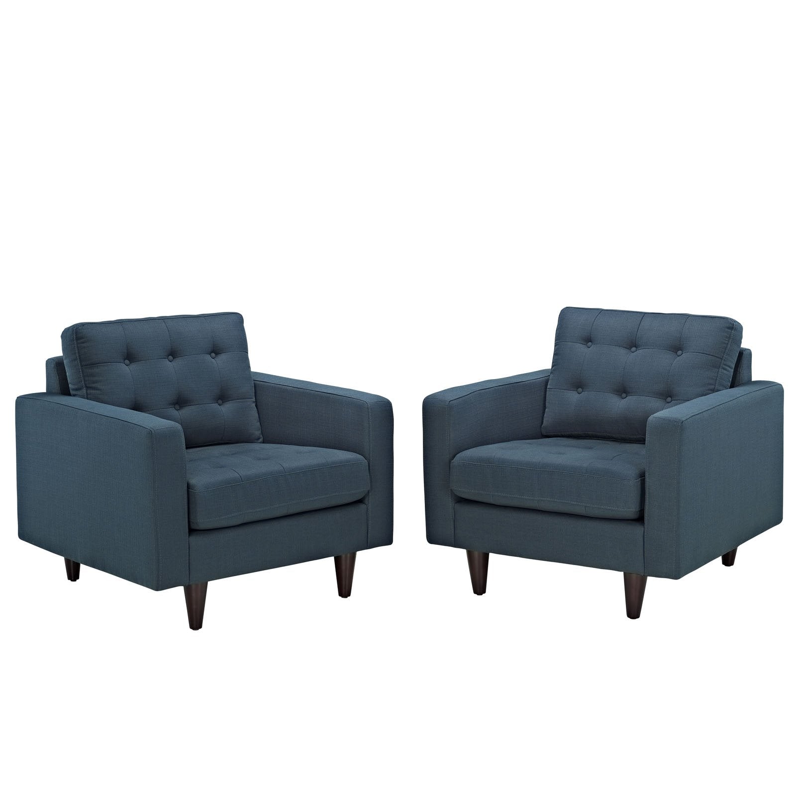 Modway Empress Mid-Century Modern Upholstered Fabric Two Armchair Set In Azure