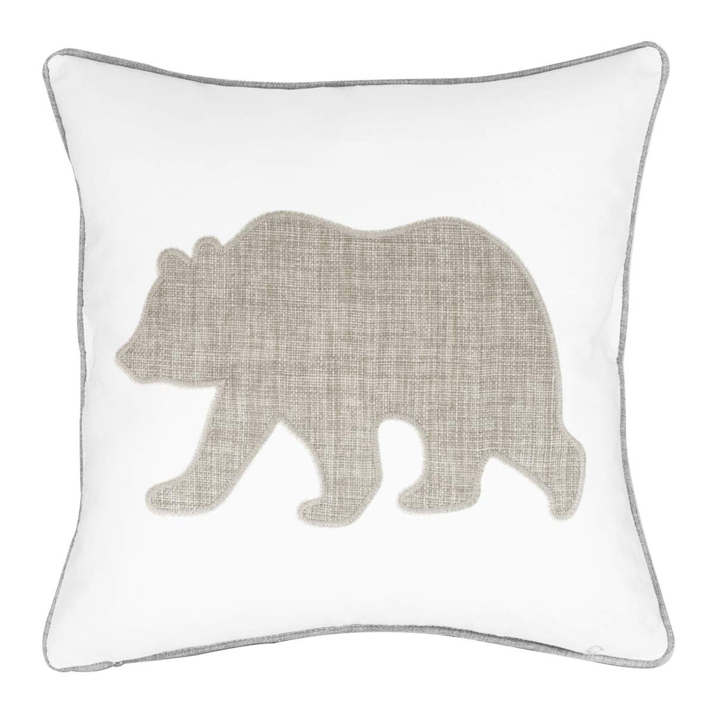 Millianess Animal Cotton Throw Pillow Covers Bear Pattren Embroidered 18X18 Inches For Couch Cushions Covers (White)