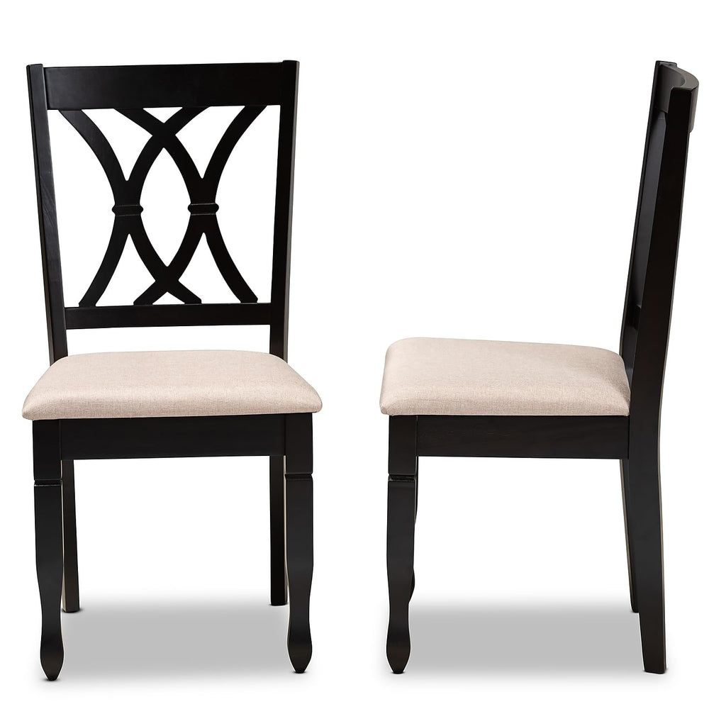 Baxton Studio Reneau Contemporary Fabric Dining Chair, Sand Brown and Espresso, 2/Set (162-2PC-10527HT)