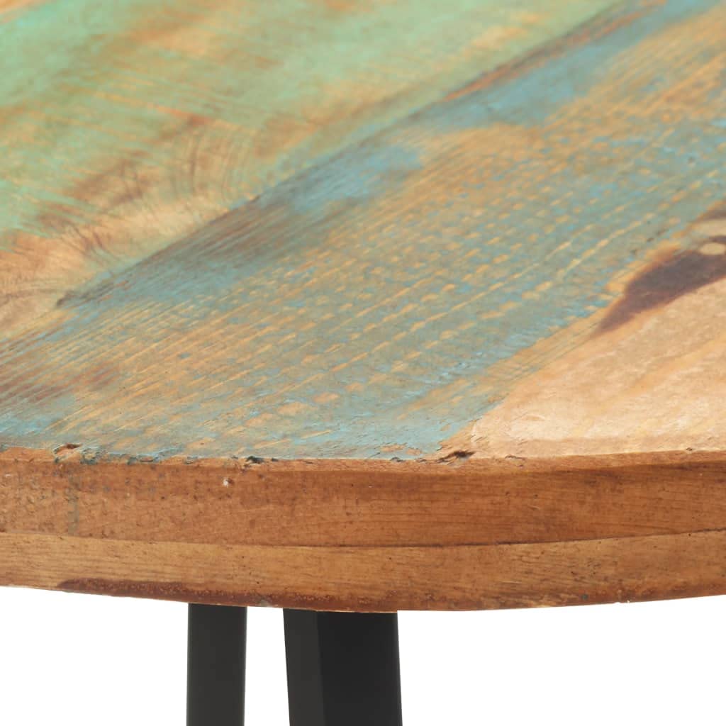 vidaXL Round Dining Table, Handcrafted from 31.5” Solid Reclaimed Wood, Industrial Style Dinner Table with Black Powder-Coated Iron Legs