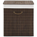 Vidaxl Ecofriendly Bamboo Laundry Bin, Rectangular, Dark Brown, Lightweight And Dismantlable, With Removable Polyester Fabric